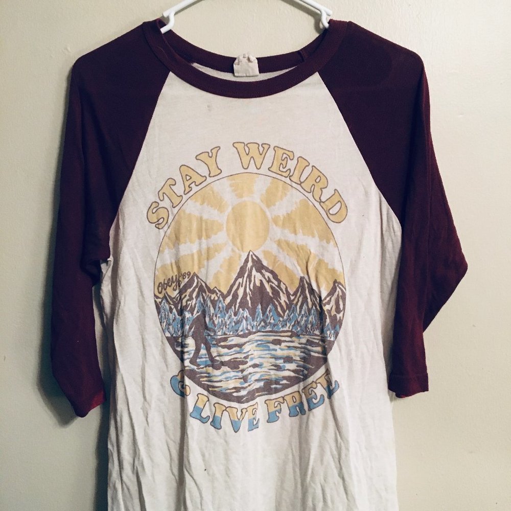 Womens Obey 3/4 Length Shirt, Size Small